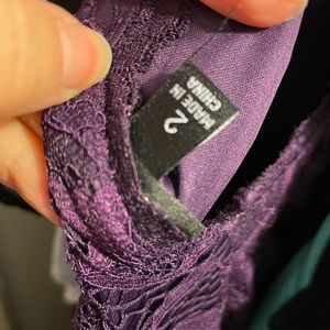 PURPLE LACE TRAPEZE BABYDOLL MINI DRESS